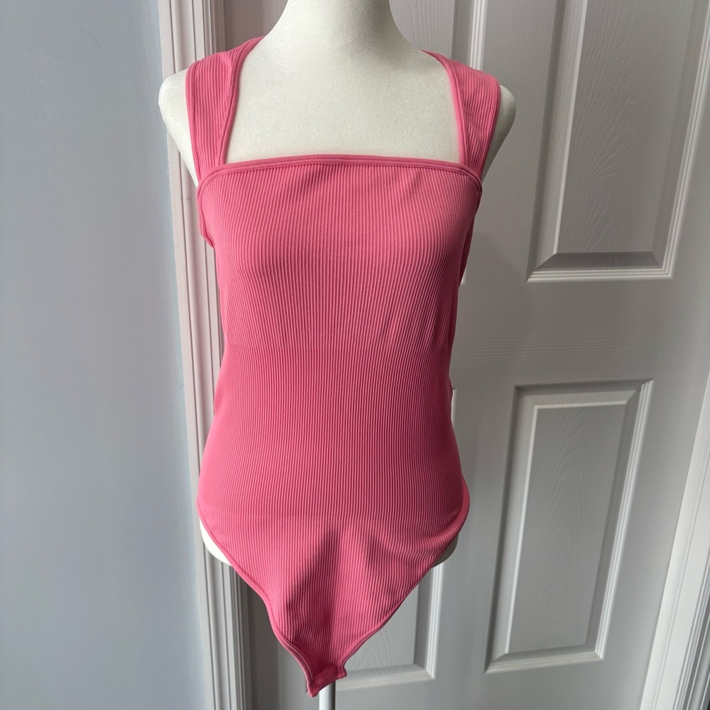 Cute Pink Ribbed Bodysuit
